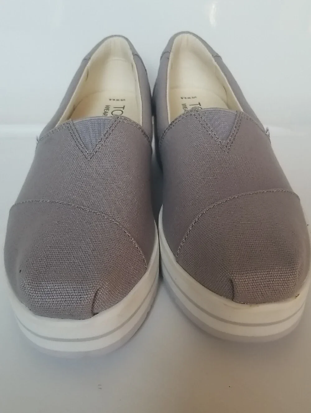 Toms Women's Slip-On Canvas Flats in Taupe Gray